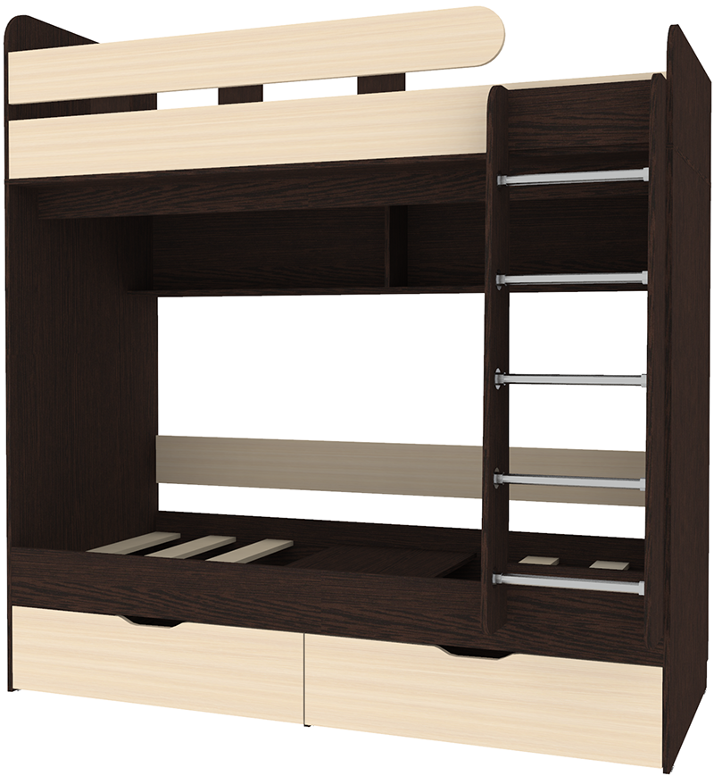 Изображение товара Двухъярусная кровать КАРИВИ Юниор 5 80x190 см венге/дуб молочный
