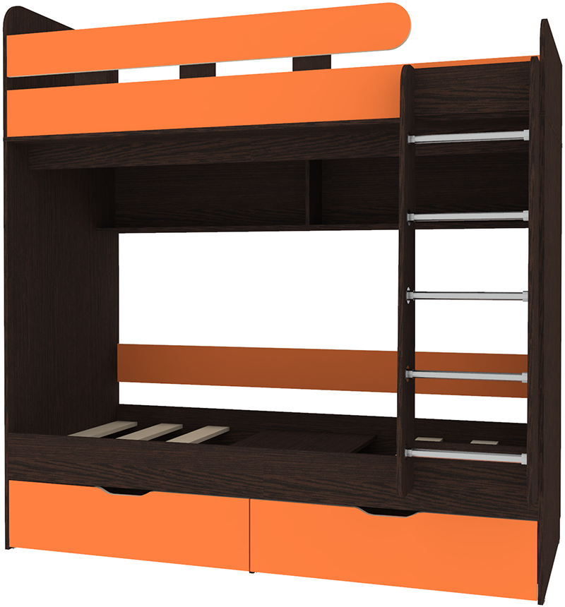 Изображение товара Детская двухъярусная кровать Кариви Юниор 5 80x190 венге оранжевый