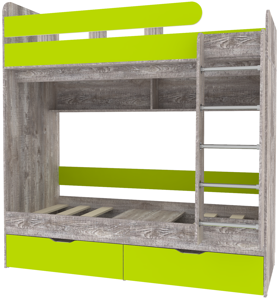 Изображение товара Двухъярусная кровать Кариви Юниор 5 80x160 см с ящиками и полками