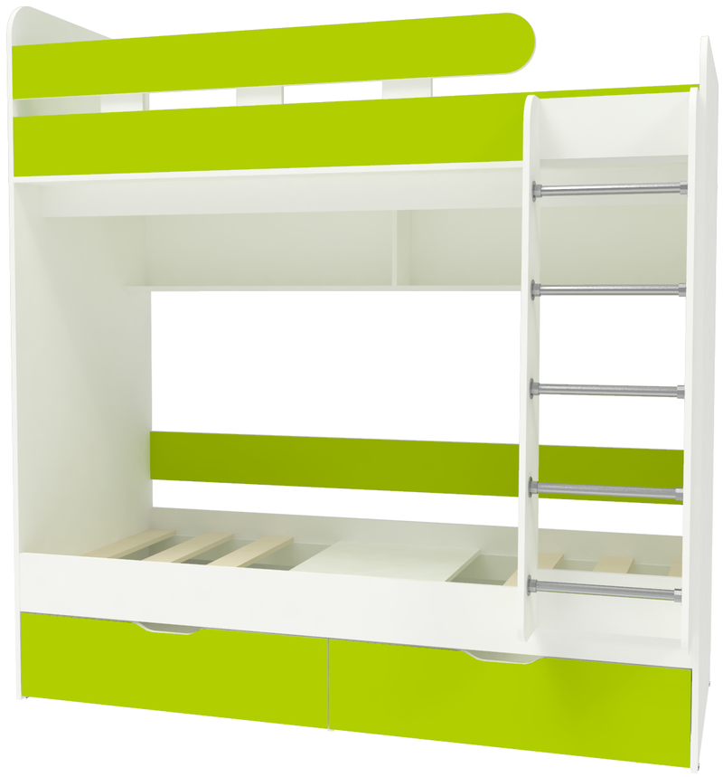Изображение товара Кровать Кариви Юниор 5 80x160 163.2x201.8x103.2 см цвет белый/лайм