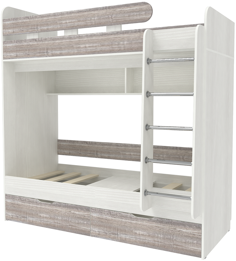 Изображение товара Кровать чердак Юниор 5 от КАРИВИ, двухъярусная, белый/бетон