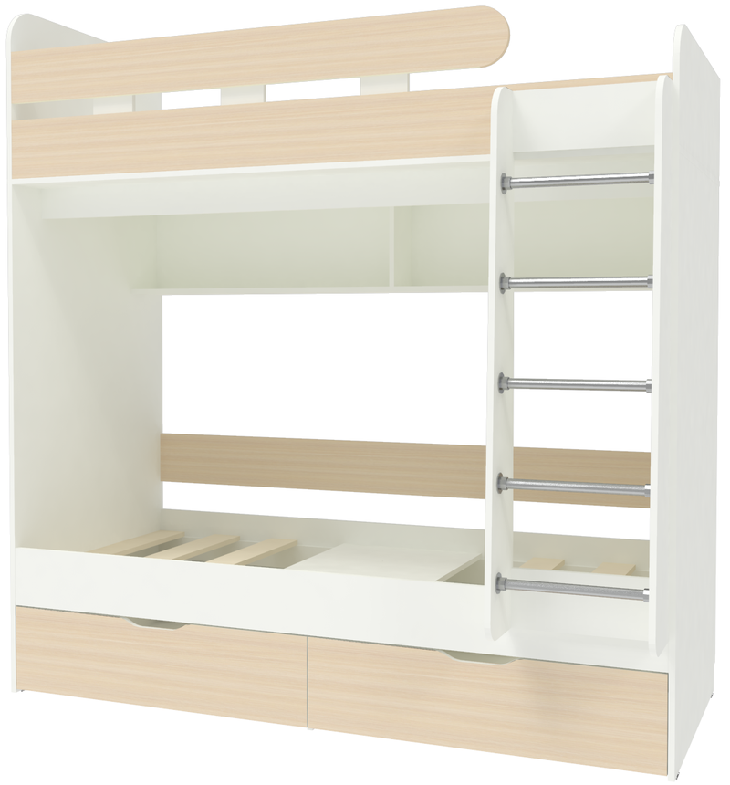 Изображение товара Кровать чердак Юниор 5 белая/дуб молочный для детей 80x190 см