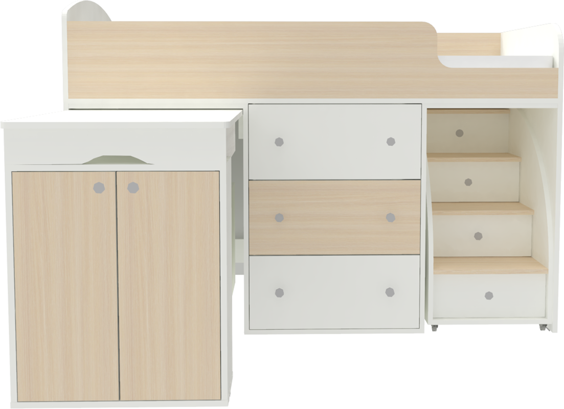 Изображение товара Кровать Кариви Малыш 163.2x113.2x73.3 см цвет белый/дуб молочный