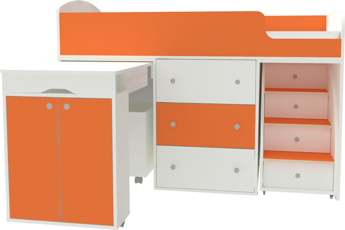 Изображение товара Кровать Кариви Малыш 163.2x113.2x73.3 см цвет белый/оранжевый