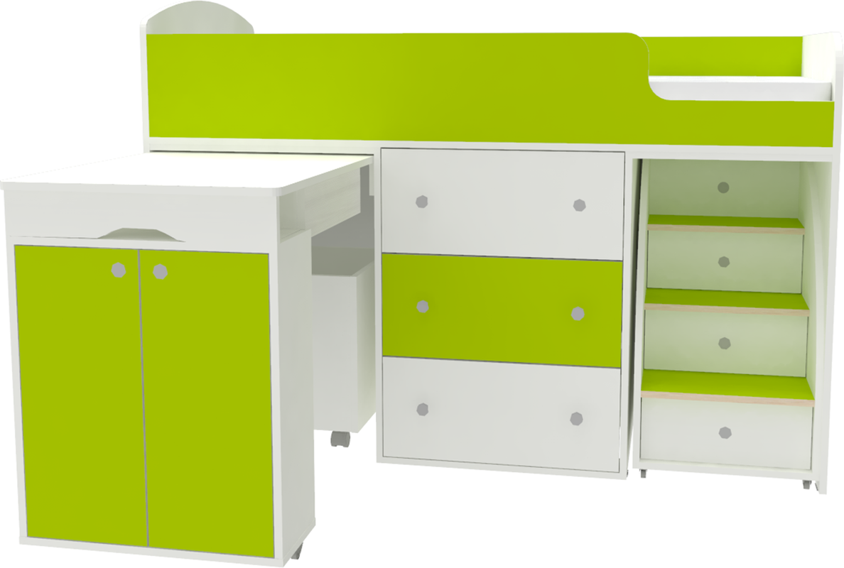 Изображение товара Кровать Кариви Малыш 163.2x113.2x73.3 см цвет белый/лайм