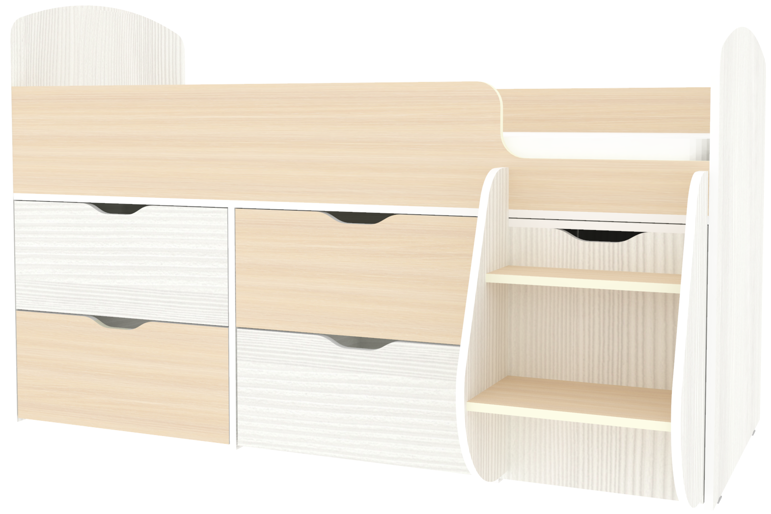 Изображение товара Детская кровать Кариви Малыш 7 белый и светлый дуб 164x101 см для безопасного и стильного интерьера
