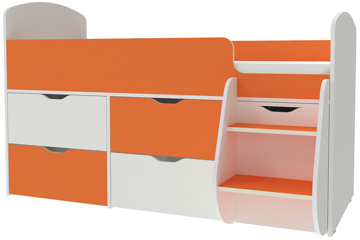 Изображение товара Кровать Кариви Малыш 7 164x101 см бело-оранжевая