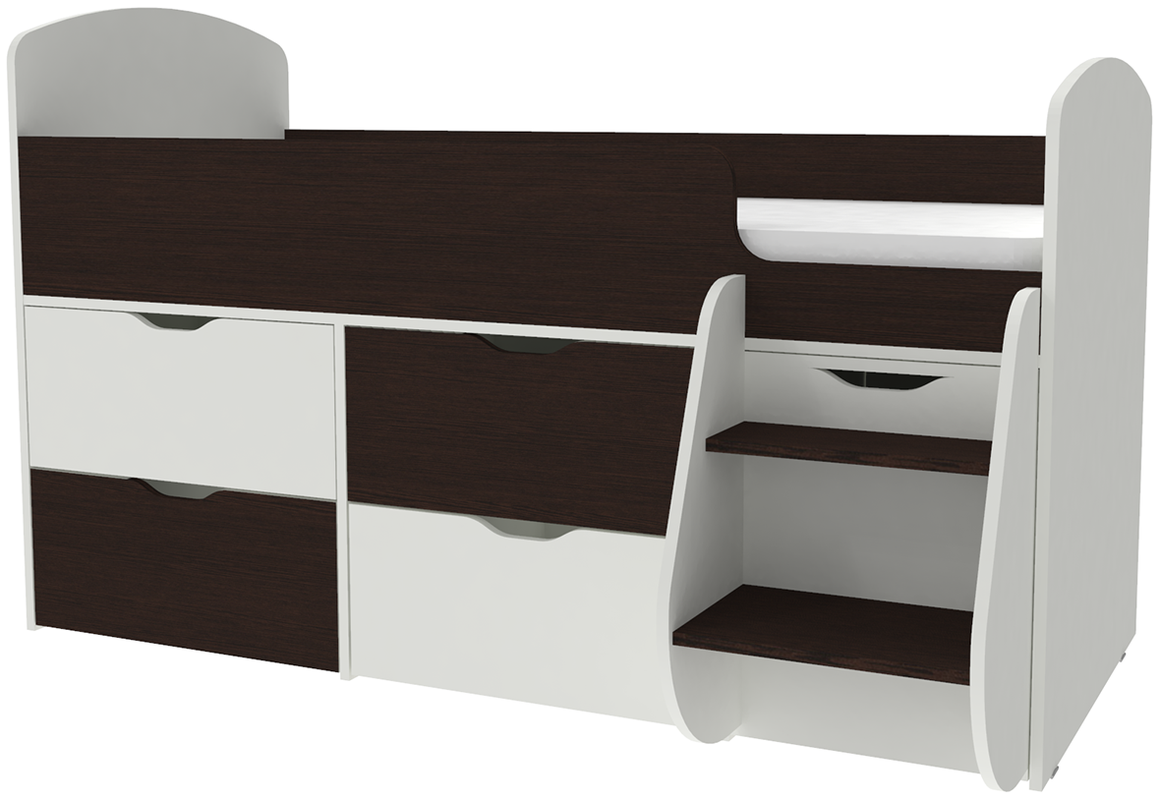 Изображение товара Детская кровать Кариви Малыш 00450-33-02-00 белый венге компактная безопасная