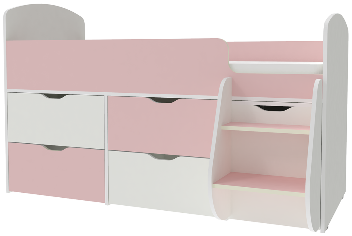 Изображение товара Кровать Кариви Малыш 7 164x101x74 см бело-розовая для детей