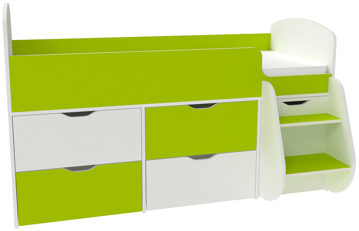 Изображение товара Кровать Кариви Малыш 7 чердак белый/лайм 164x101 см