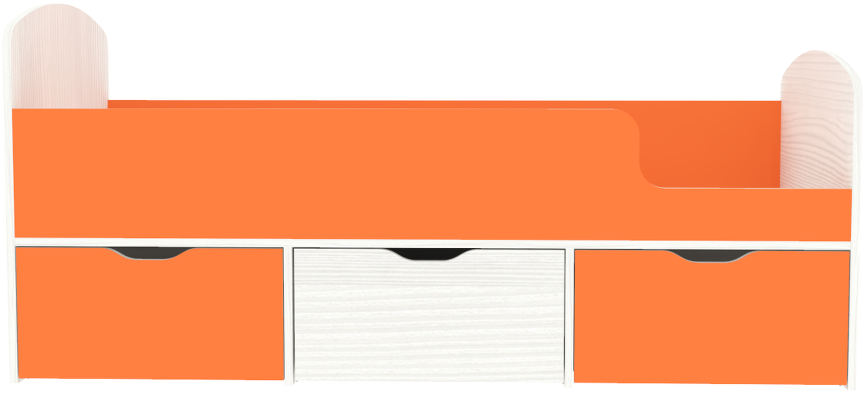 Изображение товара Кровать Кариви Малыш Мини 163x63 см оранжевый/белое дерево