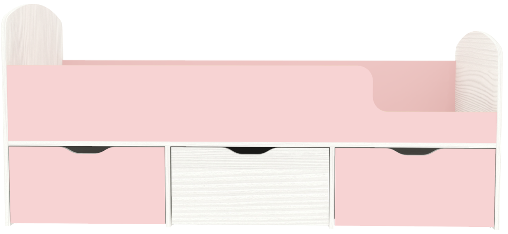 Изображение товара Кровать Кариви Малыш мини 163x63x73 см цвет розовый/белое дерево