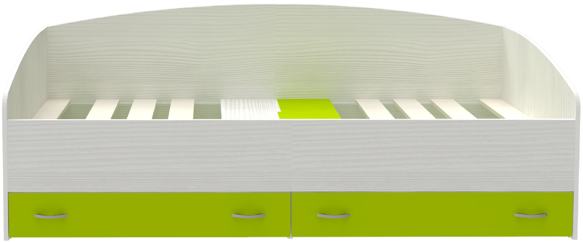 Изображение товара Кровать Кариви Кадет с выкатными ящиками 203.2x75 см цвет лайм/белое дерево