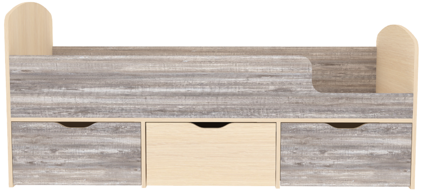 Изображение товара Детская кровать Кариви Малыш мини 163x63x73 см бетон дуб молочный безопасная и функциональная