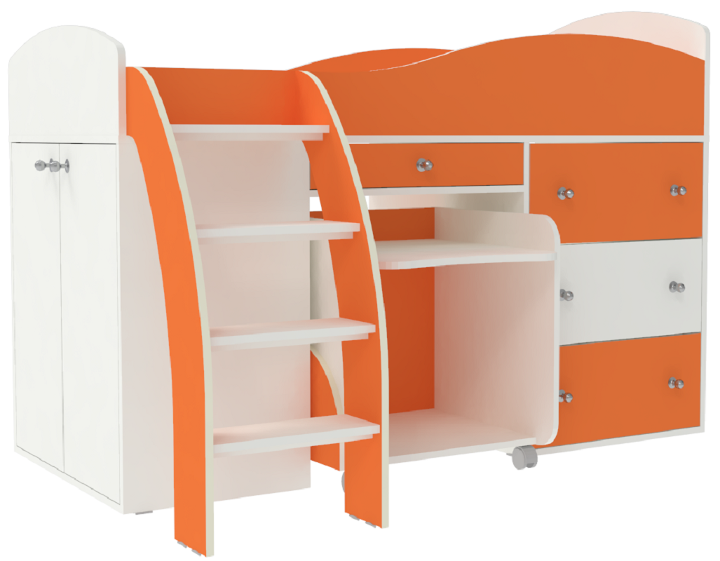 Изображение товара Кровать Кариви Малыш 2 164x110x74 см цвет белый/оранжевый