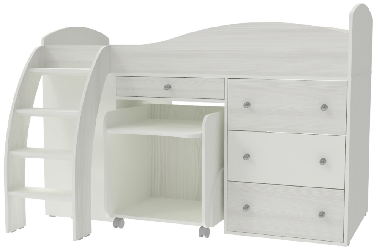 Изображение товара Кровать Кариви Малыш 2 детская чердак из ЛДСП безопасная и практичная Россия
