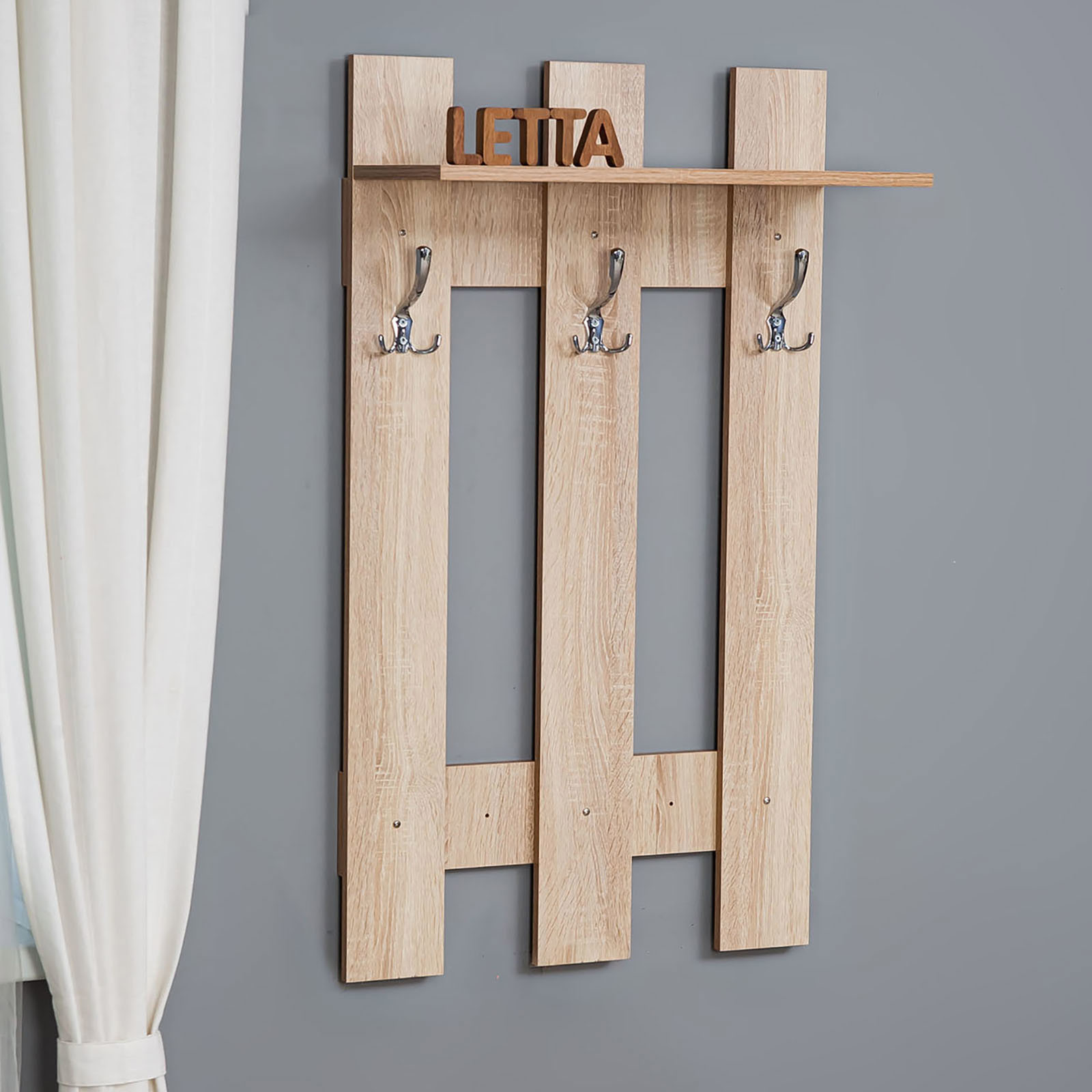 Изображение товара Настенная вешалка Letta Ультра 60x105x28 см цвет дуб сонома