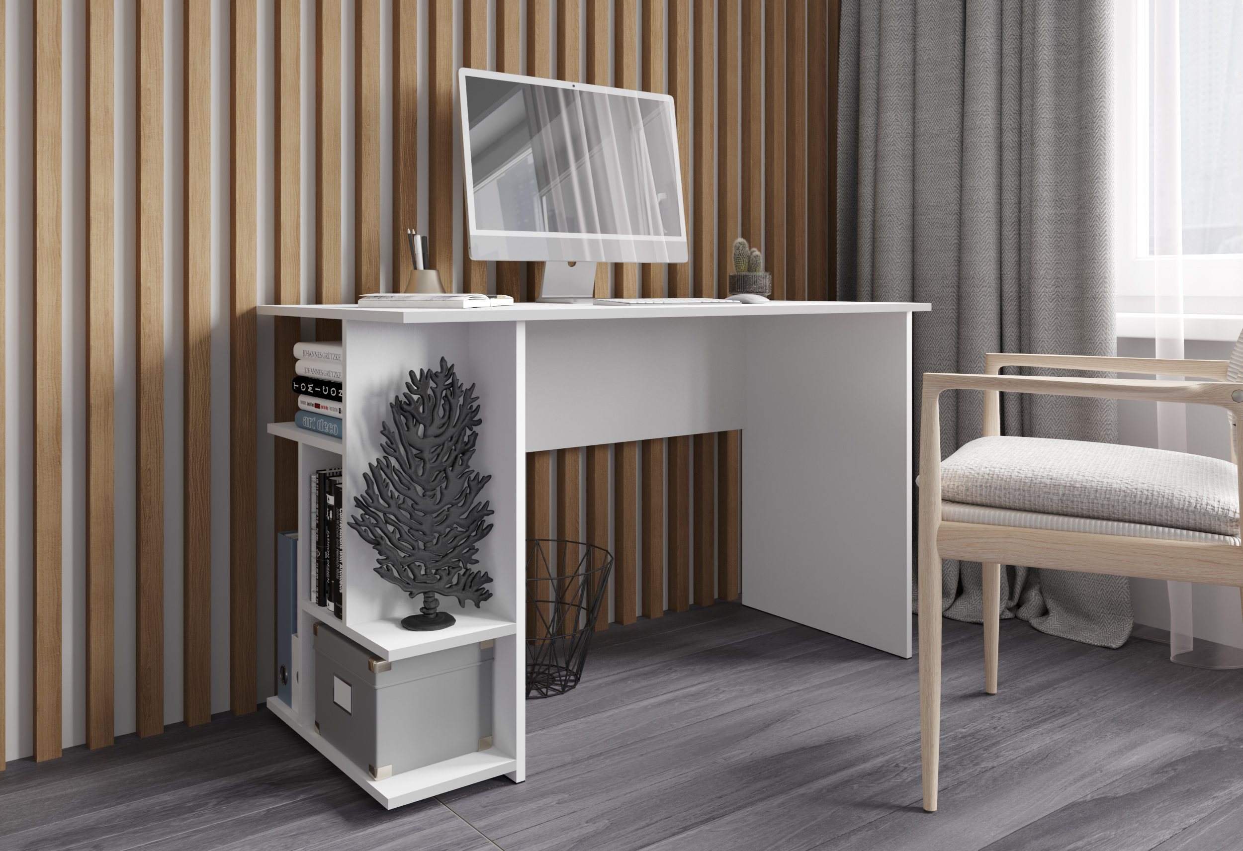 Изображение товара Компьютерный стол Микон СКМ-6 135x135x60 см ЛДСП цвет белый