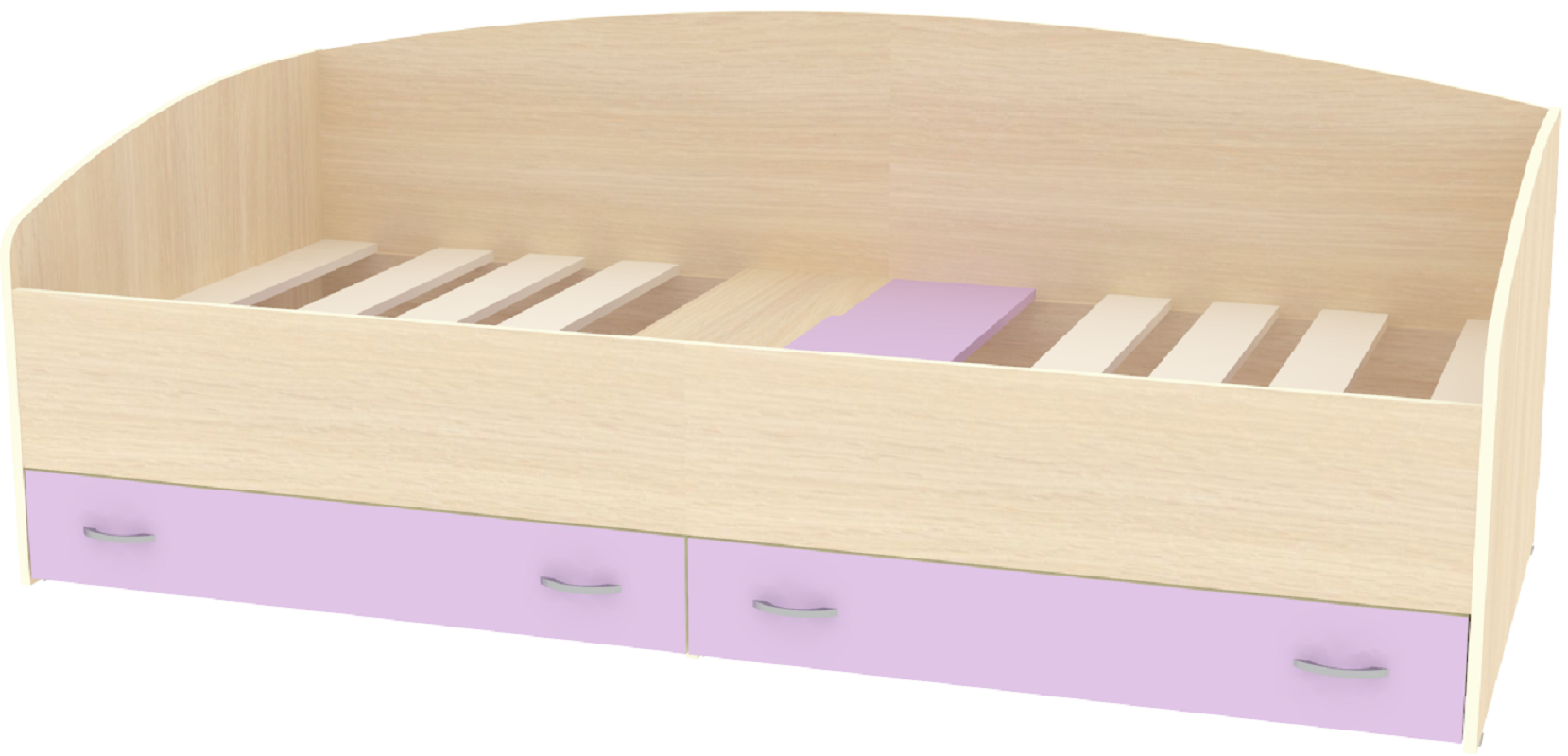 Изображение товара Кровать Кариви Кадет с выкатными ящиками 203.2x75x93.2 см цвет ирис/дуб молочный