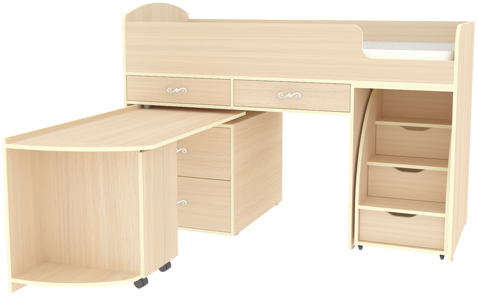 Изображение товара Кровать Кариви Малыш 6 00059-01-01-00 163x104x73 см цвет дуб молочный