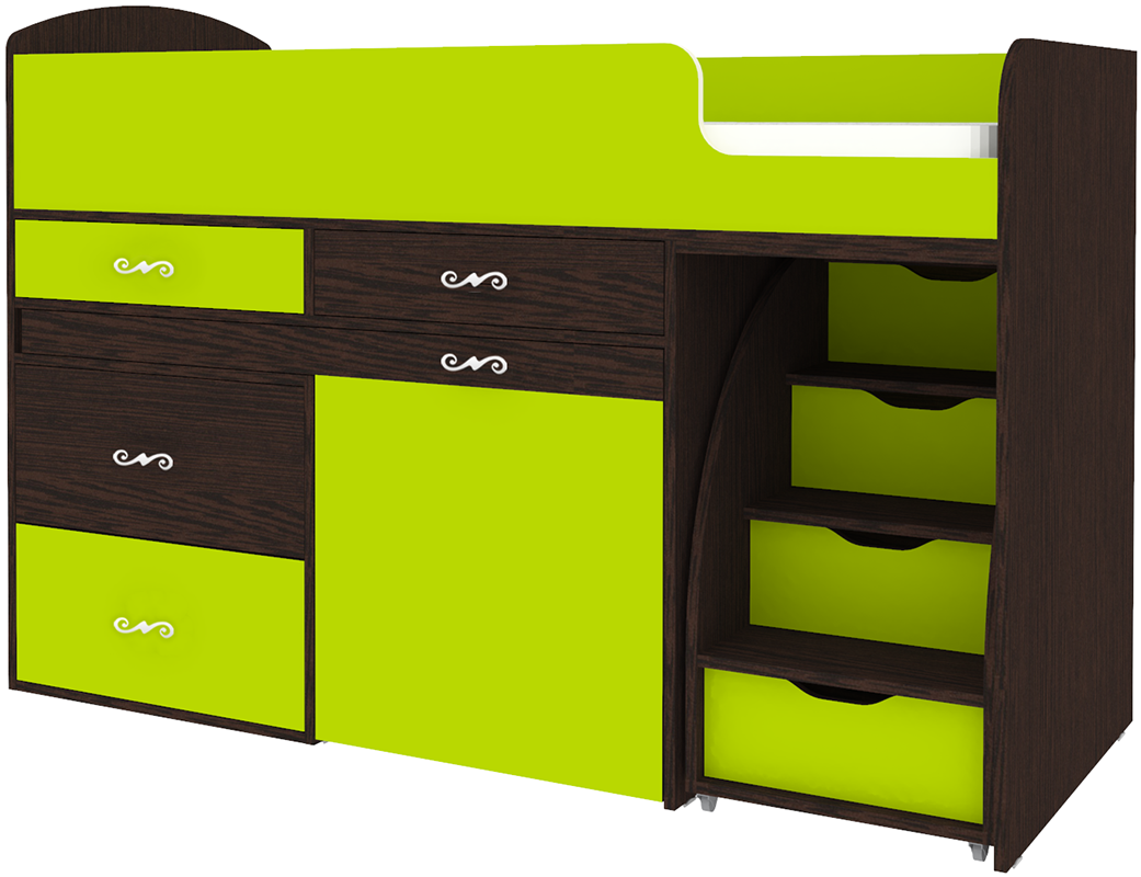 Изображение товара Кровать Кариви Малыш 6 00059-02-24-00 163x104x73 см цвет лайм/венге