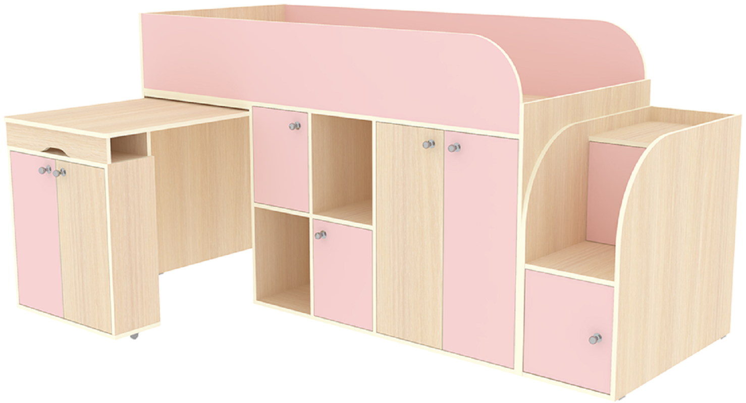 Изображение товара Кровать чердак КАРИВИ Малыш 3 в розовом цвете