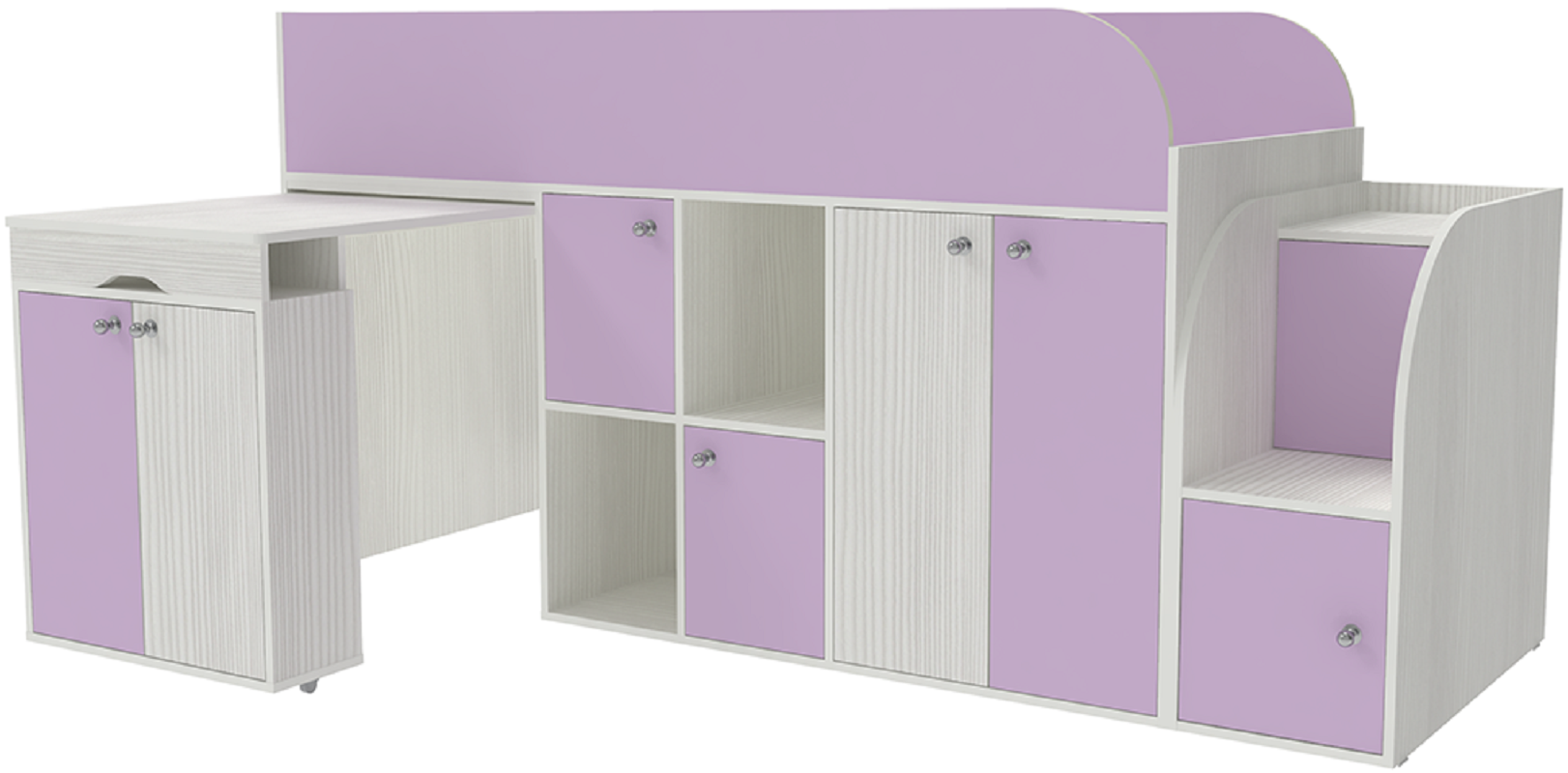 Изображение товара Кровать Кариви Малыш 3 00182-04-25-00 218x108x84 см цвет ирис/белое дерево