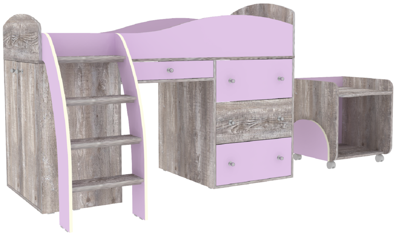 Изображение товара Кровать Кариви Малыш 2 00160-31-25-00 164x110x74 см цвет ирис/бетон