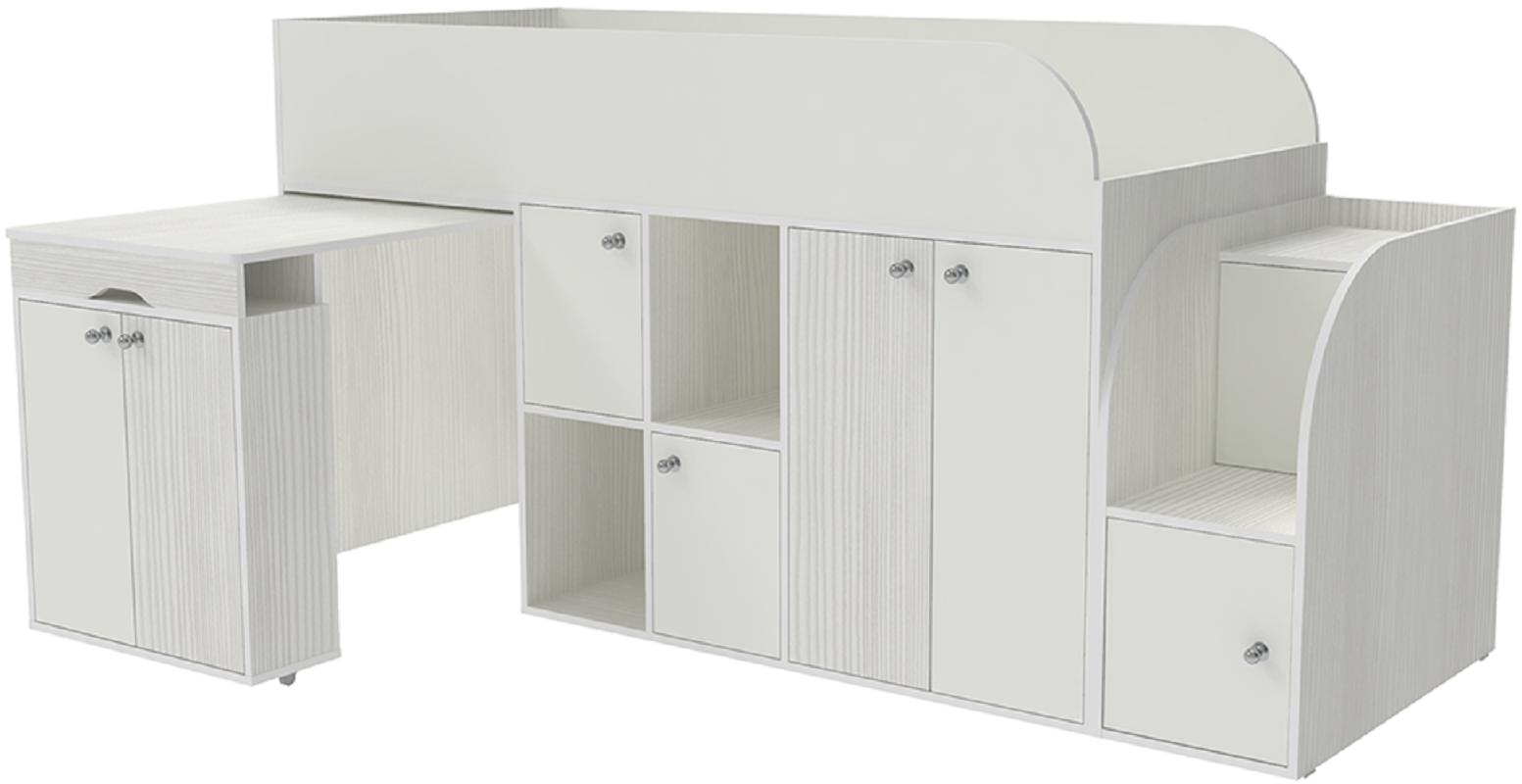 Изображение товара Кровать Кариви Малыш 3 00182-04-33-00 218x108x84 см цвет белый/белое дерево