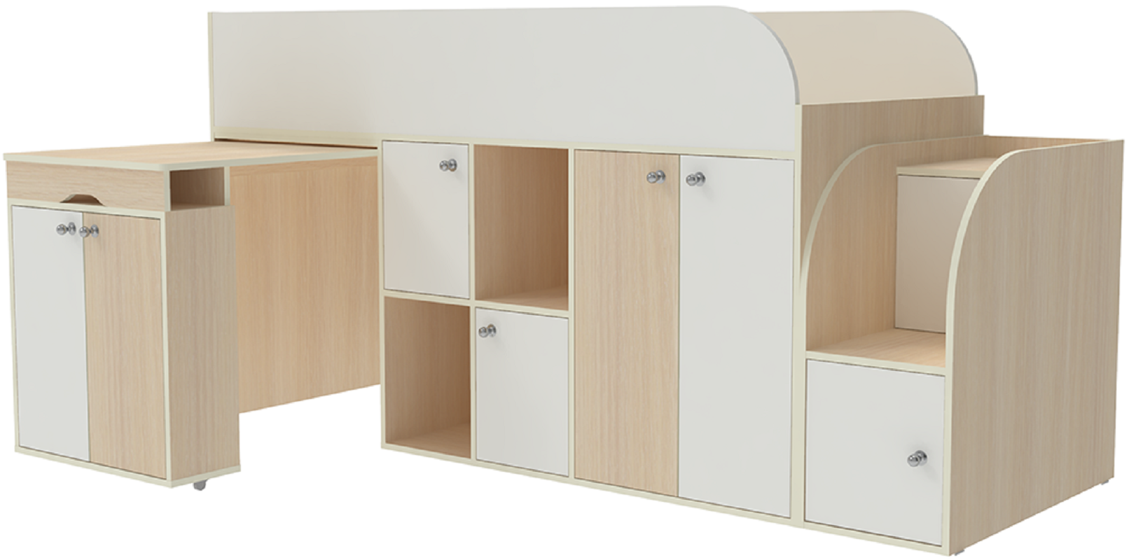 Изображение товара Кровать Кариви Малыш 3 00182-01-33-00 218x108x84 см цвет белый/дуб молочный