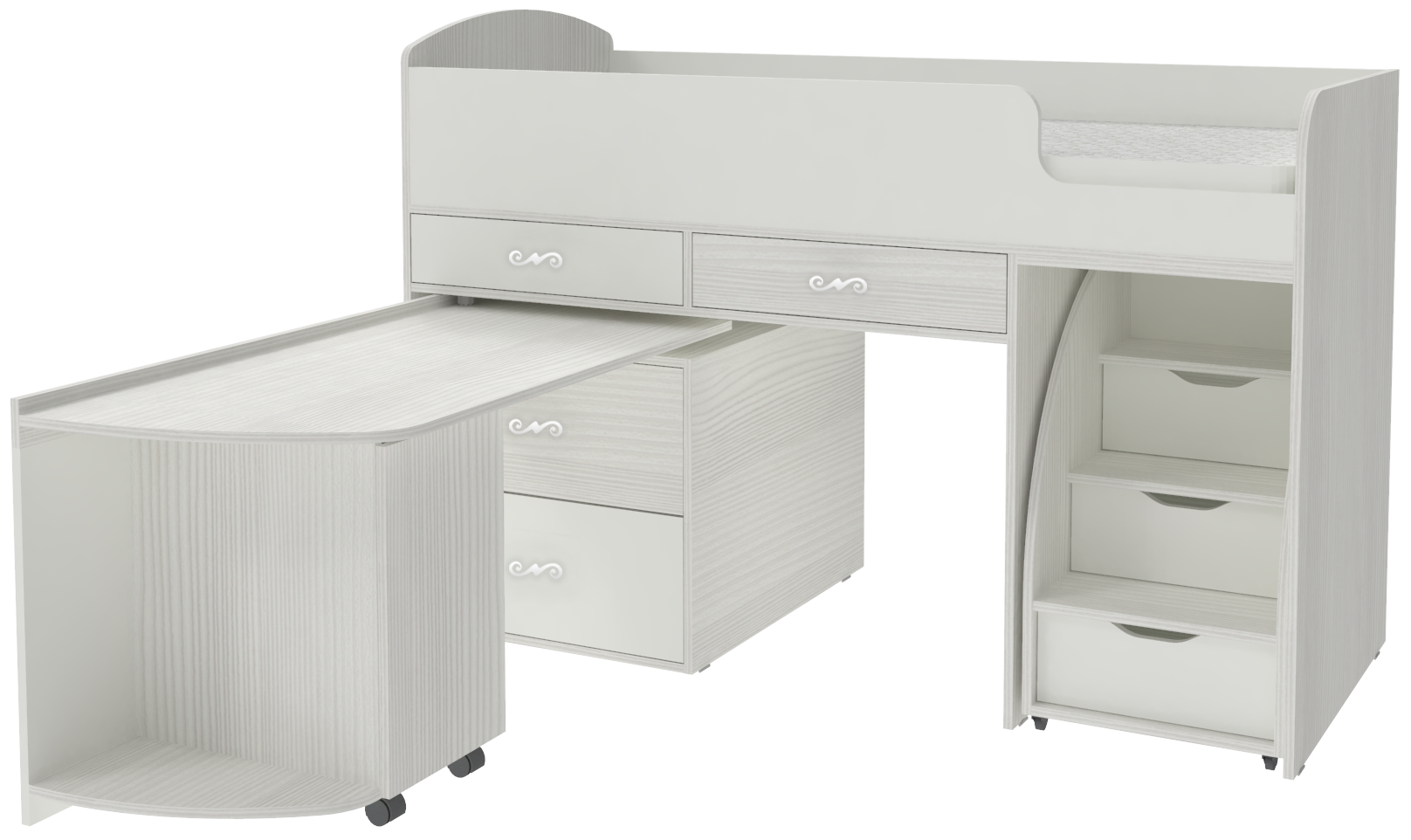 Изображение товара Кровать чердак КАРИВИ Малыш 6 белая 163x104 см