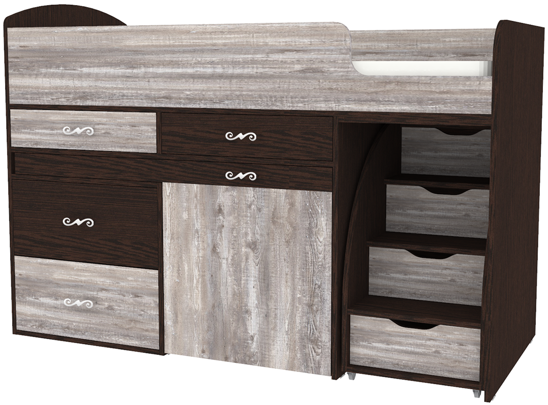 Изображение товара Кровать Кариви Малыш 6 00059-02-31-00 163x104x73 см цвет венге/бетон