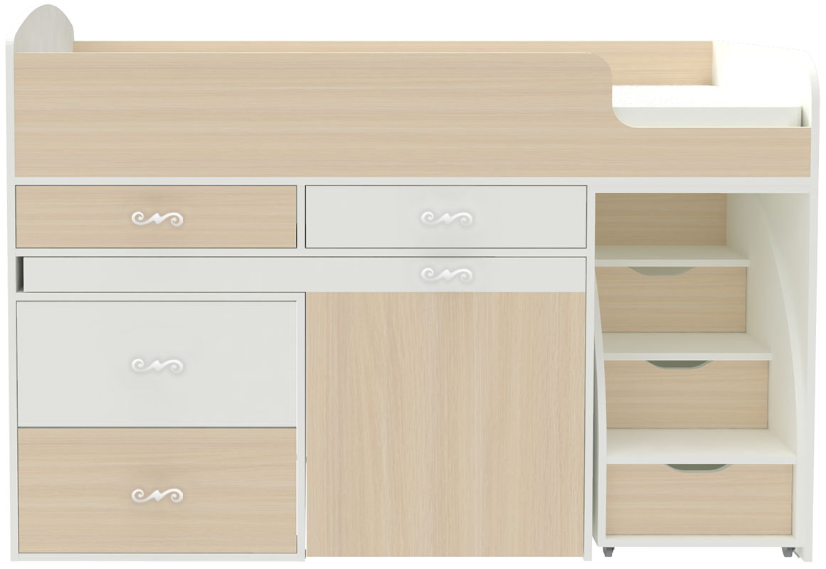 Изображение товара Кровать Кариви Малыш 6 00059-33-01-00 163x104x73 см цвет белый/дуб молочный