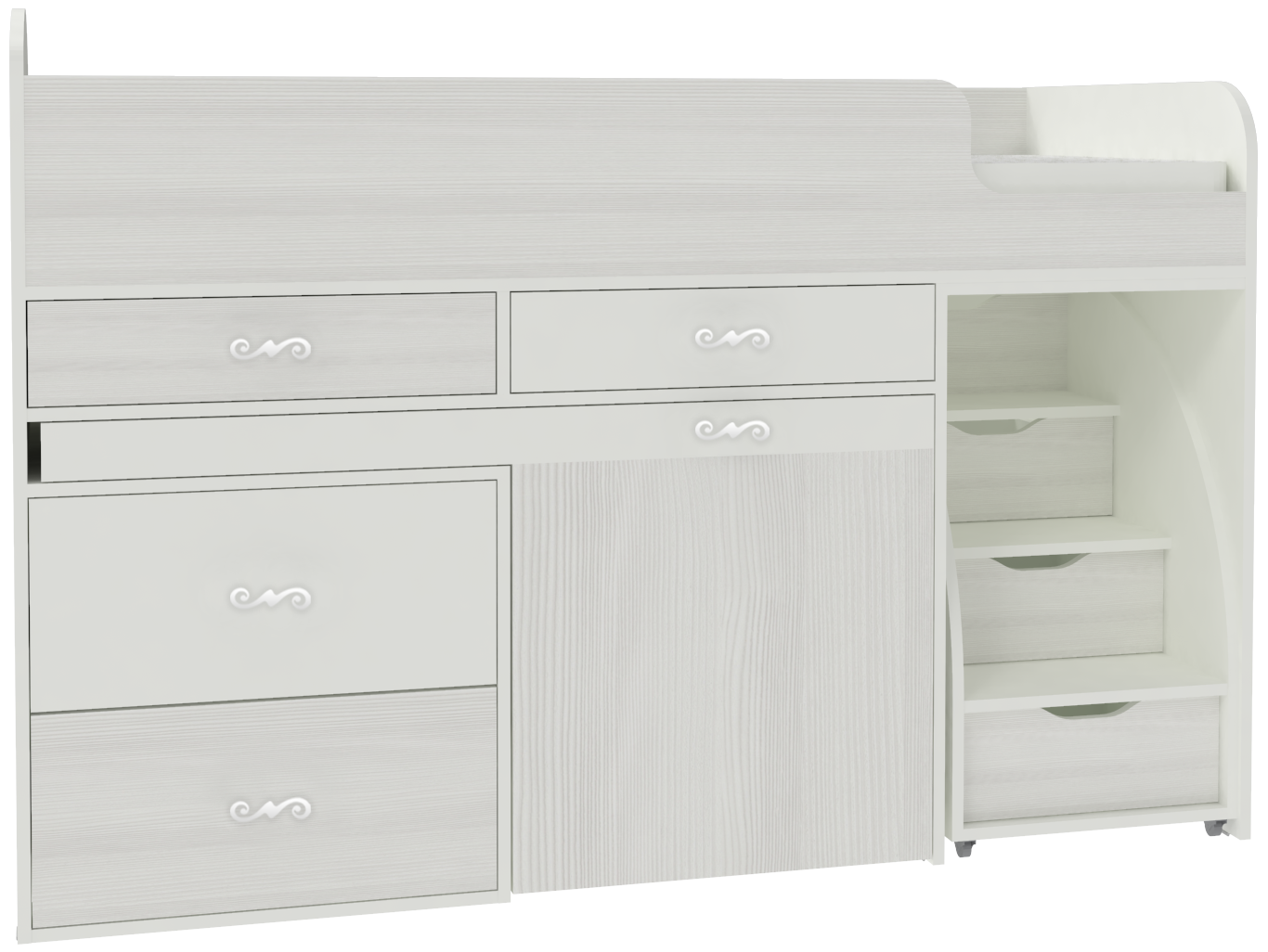 Изображение товара Кровать Кариви Малыш 6 00059-33-04-00 163x104x73 см цвет белый/белое дерево