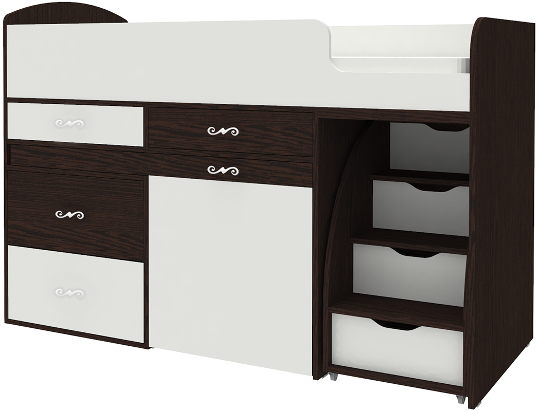 Изображение товара Кровать Кариви Малыш 6 00059-02-33-00 163x104x73 см цвет белый/венге