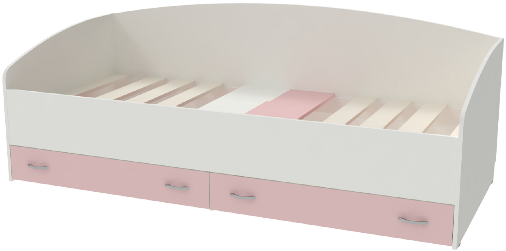 Изображение товара Детская кровать Кариви Кадет с выкатными ящиками 90x200 см белая розовая