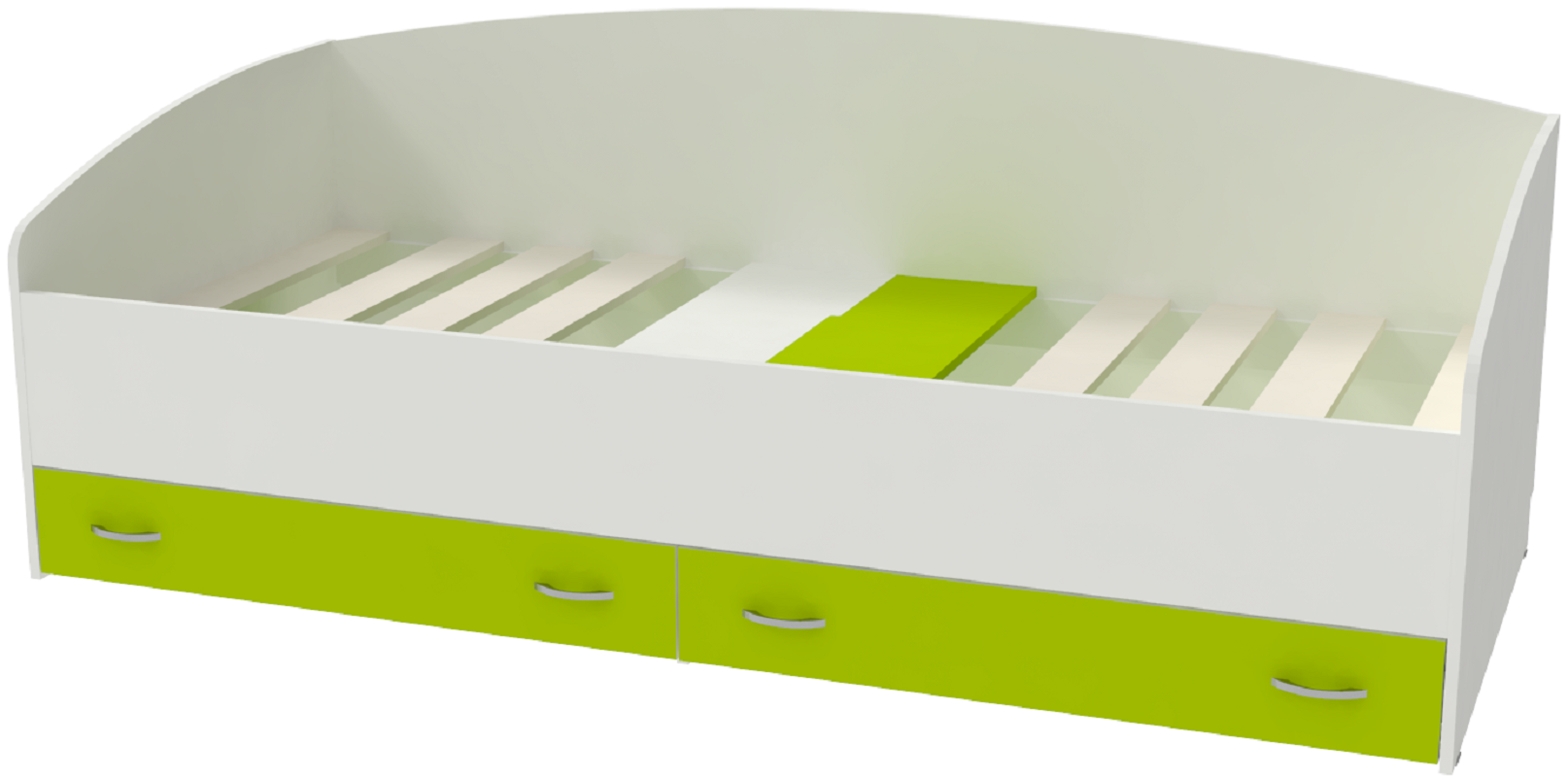 Изображение товара Кровать Кариви Кадет с выкатными ящиками 203.2x75 см белый/лайм