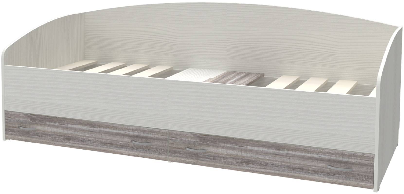 Изображение товара Кровать Кариви Кадет с выкатными ящиками 00016-04-31-00 203.2x75x93.2 см цвет бетон/белое дерево