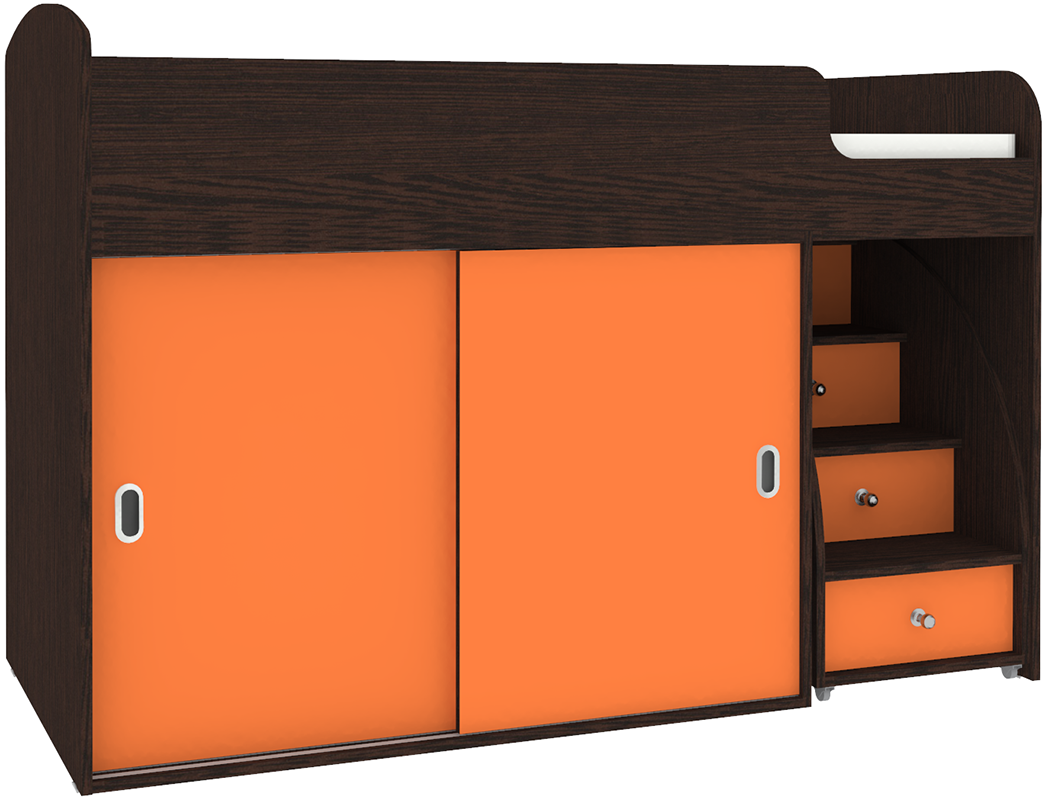 Изображение товара Кровать Кариви Малыш купе 00058-02-20-00 164x110x74 см цвет венге/оранжевый