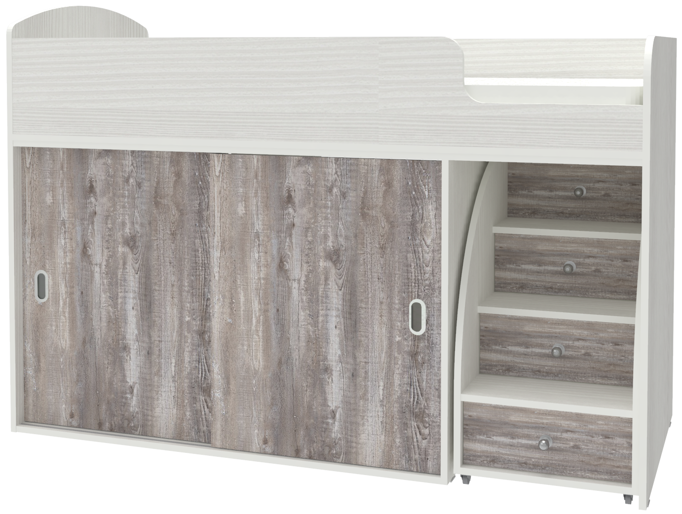 Изображение товара Кровать Кариви Малыш купе 00058-04-31-00 164x110x74 см цвет бетон/белое дерево