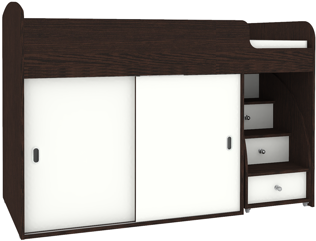 Изображение товара Кровать Кариви Малыш купе 00058-02-33-00 164x110x74 см цвет белый/венге