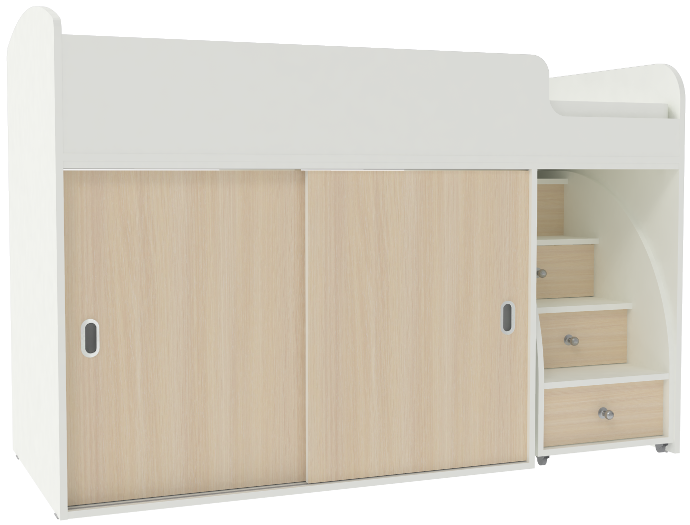 Изображение товара Кровать Кариви Малыш купе 164x110 см белый/дуб молочный