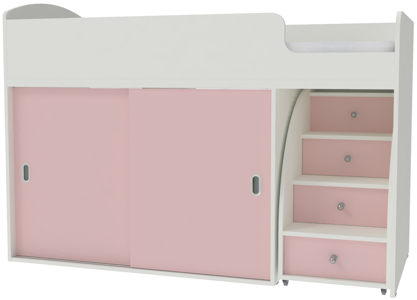 Изображение товара Кровать Кариви Малыш купе 00058-33-23-00 164x110x74 см цвет белый/розовый