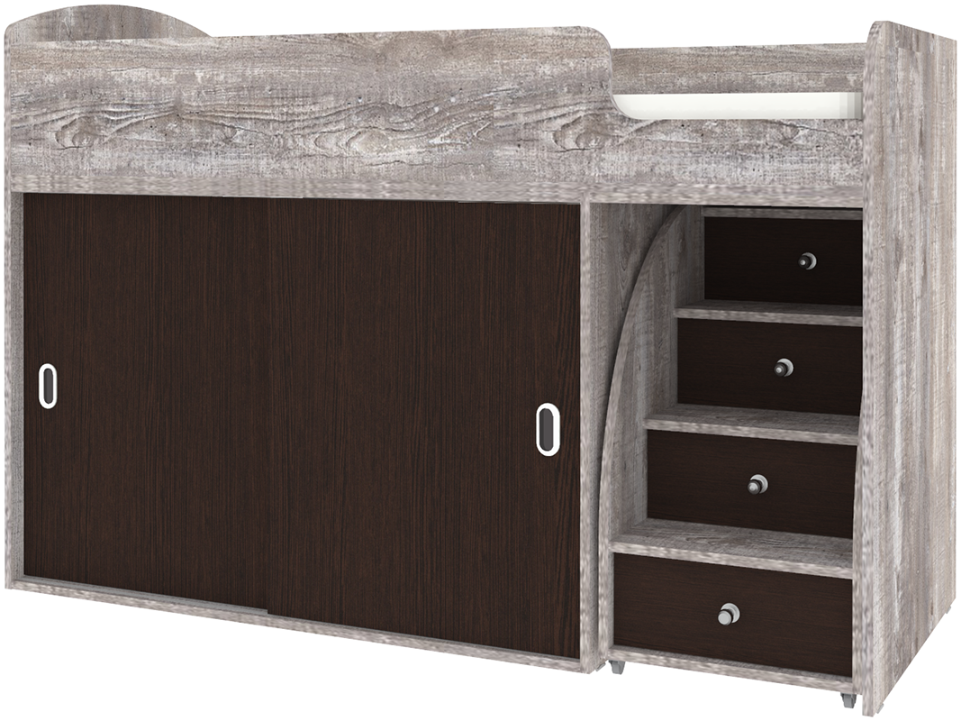 Изображение товара Детская кровать Кариви Малыш Купе 00058-31-02-00 164x110 см в цвете венге/бетон