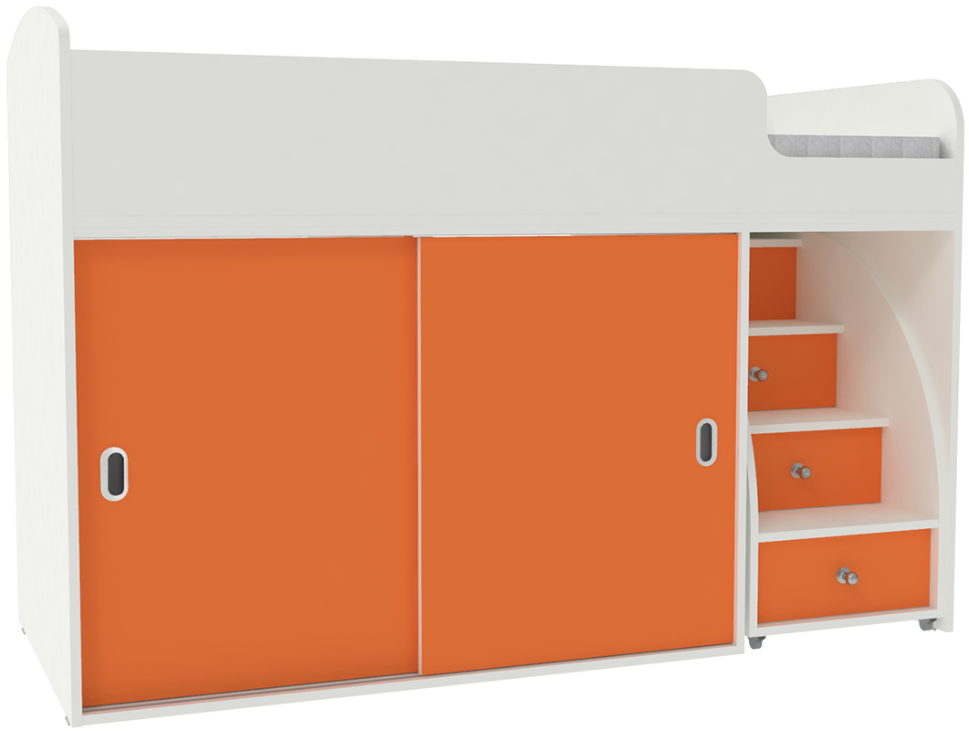 Изображение товара Кровать Кариви Малыш Купе белая/оранжевая 164x110 см