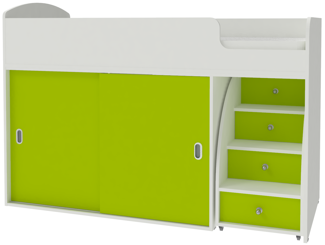 Изображение товара Детская кровать кариви малыш купе 00058 33 24 00 164x110 см белая лайм