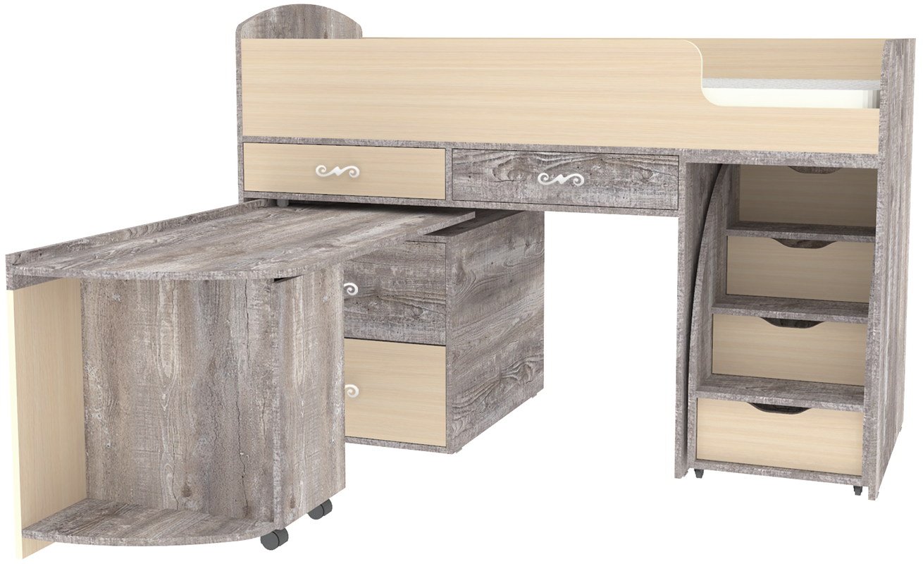 Изображение товара Детская кровать чердак Кариви Малыш 6 163x104 см серый бетон