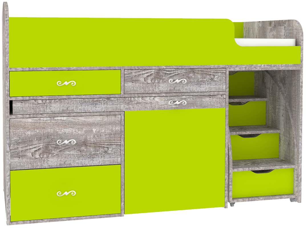 Изображение товара Кровать Кариви Малыш 6 00059-31-24-00 163x104x73 см цвет лайм/бетон Изображение товара Кровать Кариви Малыш 6 00059-31-24-00 163x104x73 см цвет лайм/бетон