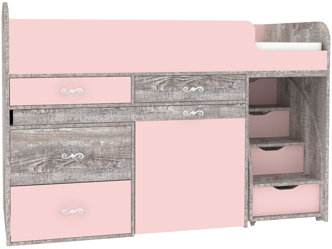 Изображение товара Кровать Кариви Малыш 6 00059-31-23-00 163x104x73 см цвет розовый/бетон