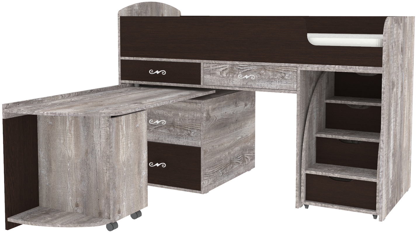 Изображение товара Детская кровать чердак Малыш 6 Кариви 163x104 см серый бетон Россия